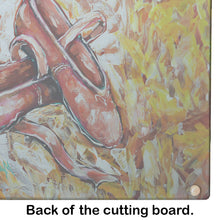 Load image into Gallery viewer, First Step Ballet Shoes Glass Cutting Boards – Durable, Decorative Kitchen Art