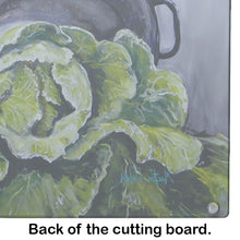 Load image into Gallery viewer, Home Grown In Plaquemines Parish Cabbage Glass Cutting Boards – Durable, Decorative Kitchen Art