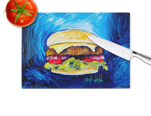 Load image into Gallery viewer, I Want Mine Dressed Hamburger Glass Cutting Boards – Durable, Decorative Kitchen Art
