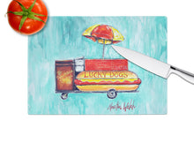 Load image into Gallery viewer, Hot Dog Cart Glass Cutting Boards – Durable, Decorative Kitchen Art