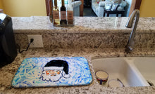 Load image into Gallery viewer, Novena Blue Santa Claus Dish Drying Mat – Absorbent, Artistic Kitchen Essentials