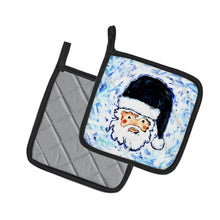 Load image into Gallery viewer, Novena Blue Santa Claus Pot Holders - Set of 2 Decorative Kitchen Helpers | Made in the USA
