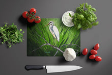 Load image into Gallery viewer, Heron On A Limb Glass Cutting Boards – Durable, Decorative Kitchen Art