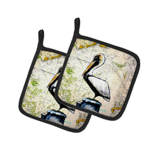 Load image into Gallery viewer, Pelican on Map Pot Holders - Set of 2 Decorative Kitchen Helpers | Made in the USA