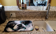 Load image into Gallery viewer, Boston Terrier Pretty Please Dish Drying Mat – Absorbent, Artistic Kitchen Essentials