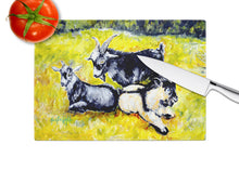 Load image into Gallery viewer, Scooter Pooter and Tooter Goats Glass Cutting Boards – Durable, Decorative Kitchen Art