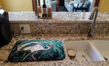 Load image into Gallery viewer, Heron Stretch Dish Drying Mat – Absorbent, Artistic Kitchen Essentials