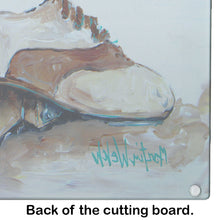Load image into Gallery viewer, Tap Doses Shoes Glass Cutting Boards – Durable, Decorative Kitchen Art