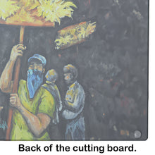 Load image into Gallery viewer, Turn Up The Heat Mardi Gras Glass Cutting Boards – Durable, Decorative Kitchen Art