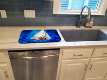 Load image into Gallery viewer, Twos Company Sailboat Dish Drying Mat – Absorbent, Artistic Kitchen Essentials