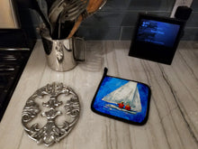 Load image into Gallery viewer, Twos Company Sailboat Pot Holders - Set of 2 Decorative Kitchen Helpers | Made in the USA