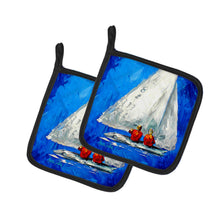 Load image into Gallery viewer, Twos Company Sailboat Pot Holders - Set of 2 Decorative Kitchen Helpers | Made in the USA