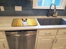 Load image into Gallery viewer, Boston Terrier Walker Two Dish Drying Mat – Absorbent, Artistic Kitchen Essentials