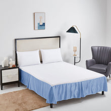 Load image into Gallery viewer, Tache Satin Blue Lustrous Sweet Victorian Tailored Platform 14" Bed Skirt Dust Ruffle (MZ002)
