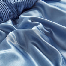 Load image into Gallery viewer, Tache Satin Floral Lace Ruffle Sweet Victorian Luxurious Blue Comforter Set (MZ002B)