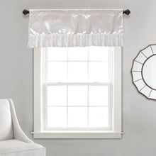 Load image into Gallery viewer, Tache Satin Ruffle Sweet Victorian Window Curtain Tailored Valance 18x52" White (MZ002)