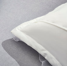 Load image into Gallery viewer, Tache Ruffle Floral Satin White Pink Luxury Delicate Rose Euro Sham (MA125)