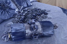 Load image into Gallery viewer, Tache Satin Floral Lace Ruffle Sweet Victorian Luxurious Blue Comforter Set (MZ002B)