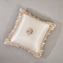 Load image into Gallery viewer, Tache Satin Floral Lace Ruffle Crème Beige Sweet Victorian Luxurious Euro Sham