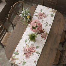Load image into Gallery viewer, DaDa Bedding Romantic Roses Pink White Lovely Floral Quilted Dining Table Runner (879)