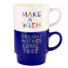 Load image into Gallery viewer, Make A Wish Birthday Stackable Ceramic Coffee/Tea Mugs | Set of 2 | Gift for Her