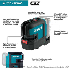 Load image into Gallery viewer, Makita SK105DNAX 12V max CXT Lithium-Ion Cordless Self-Leveling Cross-Line Red Beam Laser Kit (2.0Ah)