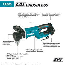 Load image into Gallery viewer, Makita XAD05Z 18V LXT Lithium-Ion Brushless Cordless 1/2" Right Angle Drill