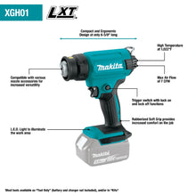 Load image into Gallery viewer, Makita XGH01ZK 18V LXT Lithium-Ion Cordless Heat Gun