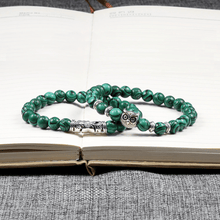 Load image into Gallery viewer, Malachite Peaceful Energy With Owl Charm Lucky Bracelet