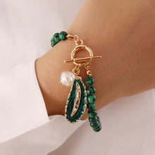 Load image into Gallery viewer, Malachite Pearl &amp; Leaf Elegant Bracelet