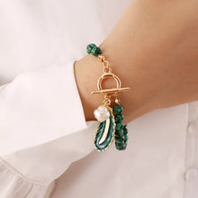 Load image into Gallery viewer, Malachite Pearl &amp; Leaf Elegant Bracelet
