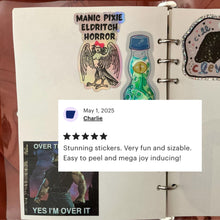 Load image into Gallery viewer, Manic Pixie Eldritch Horror Holographic Rainbow Vinyl Sticker | Vinyl Die Cut Decal