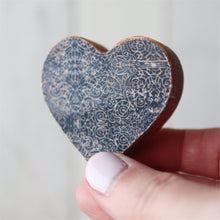 Load image into Gallery viewer, Fabric-Faced Wooden Hearts