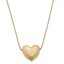 Load image into Gallery viewer, Margo Puffy Heart Necklace in Worn Gold | Bead Chain Style Pendant Fashion Jewelry