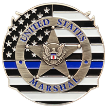 Load image into Gallery viewer, GL13-003 USMS US Marshall Service Thin Blue Line Negotiator Challenge Coin