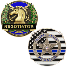 Load image into Gallery viewer, GL13-003 USMS US Marshall Service Thin Blue Line Negotiator Challenge Coin