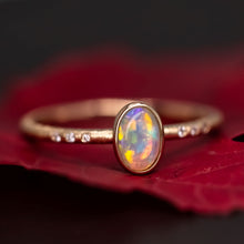 Load image into Gallery viewer, Matte Finish Engagement Ring Crystal Opal Diamond 14K Yellow Gold