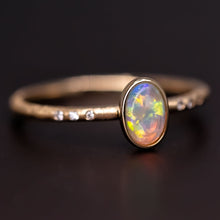 Load image into Gallery viewer, Matte Finish Engagement Ring Crystal Opal Diamond 14K Yellow Gold