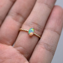 Load image into Gallery viewer, Matte Finish Engagement Ring Crystal Opal Diamond 14K Yellow Gold