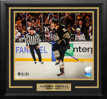 Load image into Gallery viewer, Matthew Poitras Celebration Boston Bruins 11" x 14" Framed Hockey Photo
