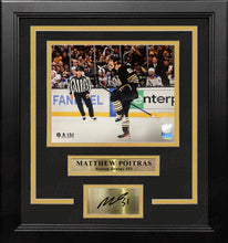 Load image into Gallery viewer, Matthew Poitras Celebration Boston Bruins 8" x 10" Framed Hockey Photo with Engraved Autograph