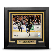 Load image into Gallery viewer, Matthew Poitras Celebration Boston Bruins 8" x 10" Framed Hockey Photo