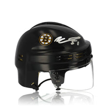 Load image into Gallery viewer, Matthew Poitras &amp; Johnny Beecher Boston Bruins Autographed NHL Hockey Bauer Black Mini-Helmet