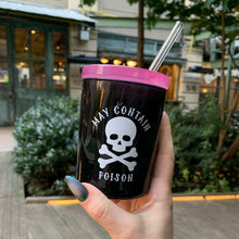Load image into Gallery viewer, May Contain Poison Glass Double Old Fashioned with Lid and Straw | Halloween Spooky Tumbler
