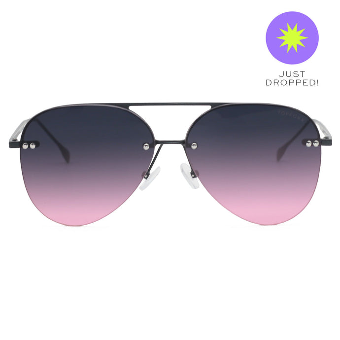 Smaller Megan 2 - Faded Purple & Pink Metal Aviator Sunglasses