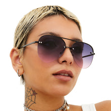 Load image into Gallery viewer, Smaller Megan 2 - Faded Purple &amp; Pink Metal Aviator Sunglasses