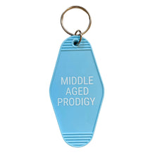 Load image into Gallery viewer, Middle Aged Prodigy Motel Style Keychain in Blue
