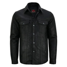 Load image into Gallery viewer, Men&#39;s Premium Lightweight Black Leather Shirt