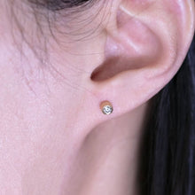 Load image into Gallery viewer, Milgrain Finish Natural Diamond Bezel Stud Earrings 18K Yellow Gold