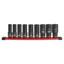 Load image into Gallery viewer, Milwaukee 49-66-7022 9PC SHOCKWAVE Impact Duty™ 1/2" Drive SAE Deep 6 Point Socket Set
